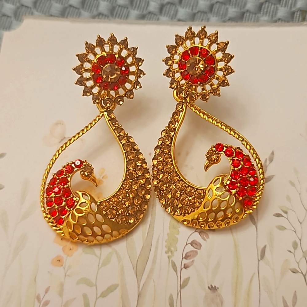 Gold toned Peacock Earrings